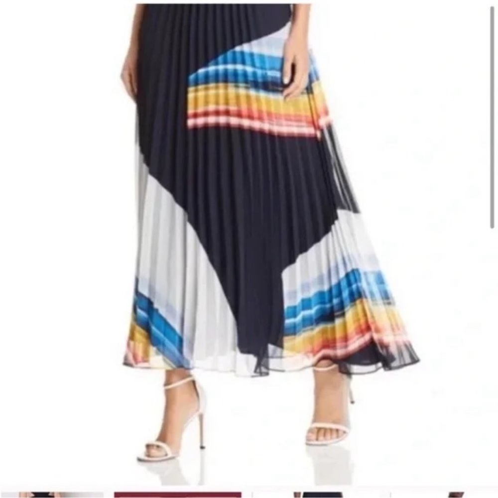 Joie Navy Multicolor Pleated Midi Dress - Picture 14 of 14